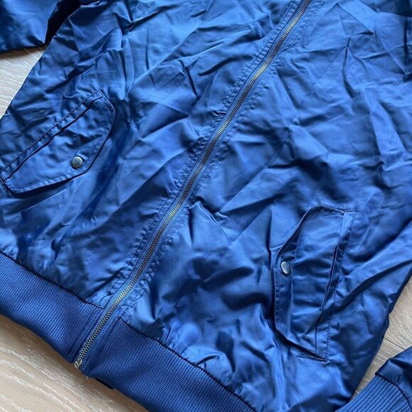 THE RAIL Zip Up Bomber Jacket Men Large Blue Long Sleeve - Picture 5 of 7